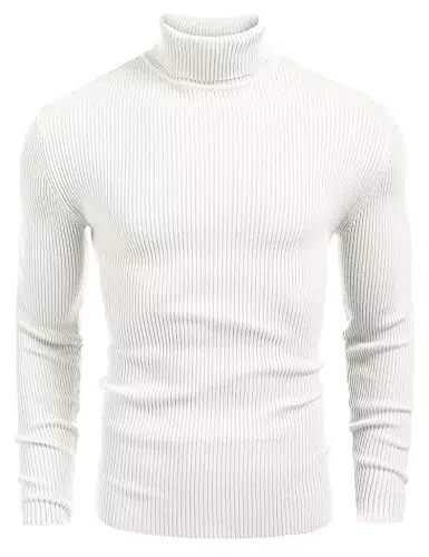 COOFANDY Pull à col roulé Slim Fit en Tricot pour Homme
