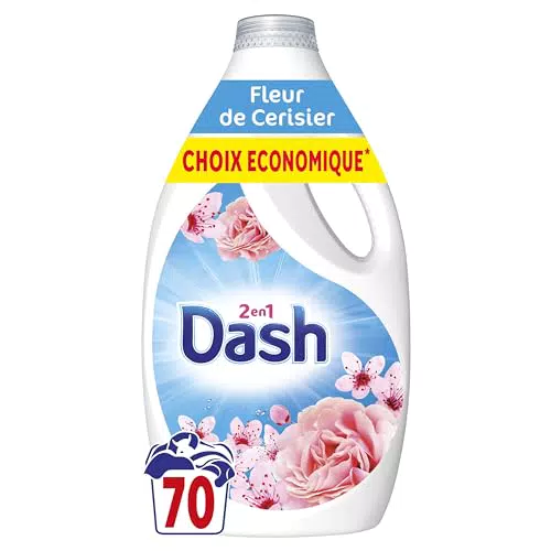 Dash Lessive Liquide 2en1 Fleurs de Cerisier et Eau de Rose, Fraîcheur Longue Durée