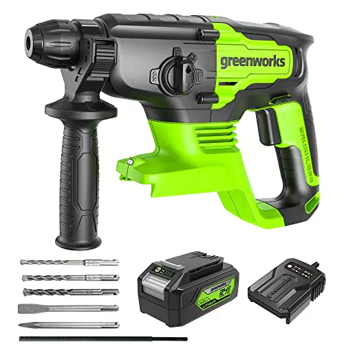 Greenworks Marteau Perforateur Sans Fil 24V Brushless 4 Modes de Vitesse