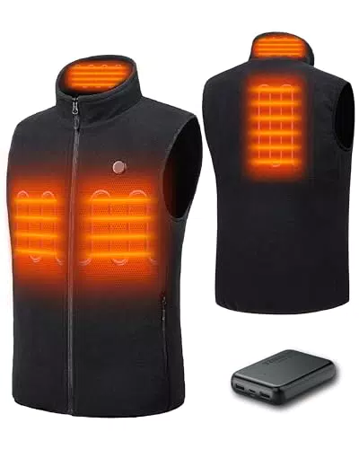HEWINZE Gilet chauffant en polaire pour homme avec batterie 7,4 V