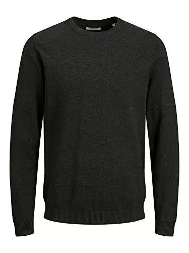 Jack & Jones Hommes Basic Knit Col Couleur Sweater - Dark Gris Melange - M