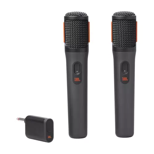 JBL Partybox Microphones Sans Fil - Autonomie de 20 Heures, Connexion Stable 2,4 GHz