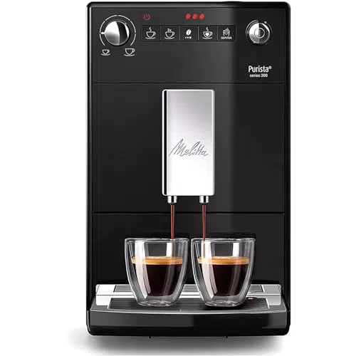 Melitta Purista Noire, Machine à Café à Grain avec Broyeur et Système d'Extraction des Arômes