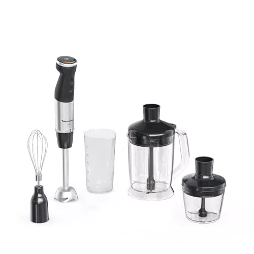 Moulinex Quickchef Pied Mixeur 1000 W, 20 Vitesses, Mode Turbo, Hachoir Compact