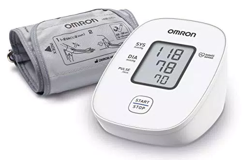 OMRON X2 Basic Moniteur de tension artérielle automatique avec détection des pulsation cardiaques irrégulières et guide d'enroulement du brassard + Adaptateur secteur universel OMRON