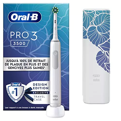 Oral-B Pro 3 3500 Brosse À Dents Électrique Blanche avec capteur de pression intelligent
