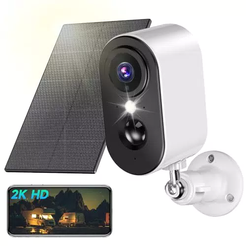PESAIR Caméra de Surveillance WiFi Extérieure sans Fil avec Panneau Solaire