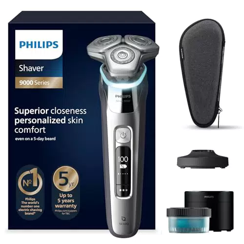 Rasoir Électrique Philips S9000 Wet & Dry pour Hommes - Technologie SkinIQ & Tondeuse à Barbe