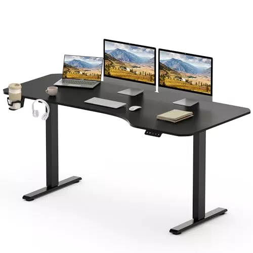 SANODESK Bureau Électrique Réglable en Hauteur avec Fonction Mémoire et Crochet