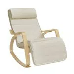 SONGMICS Fauteuil à bascule avec accoudoirs en bois, chaise d'allaitement réglable