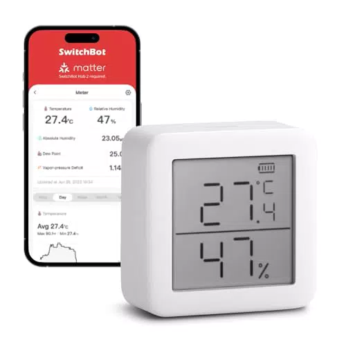 SwitchBot Thermomètre Hygromètre Intérieur Connecté avec Contrôle APP