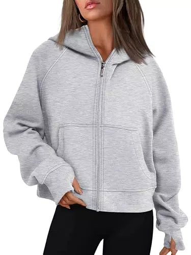 Timuspo Sweat à capuche femme - Veste zippée automne hiver 2024