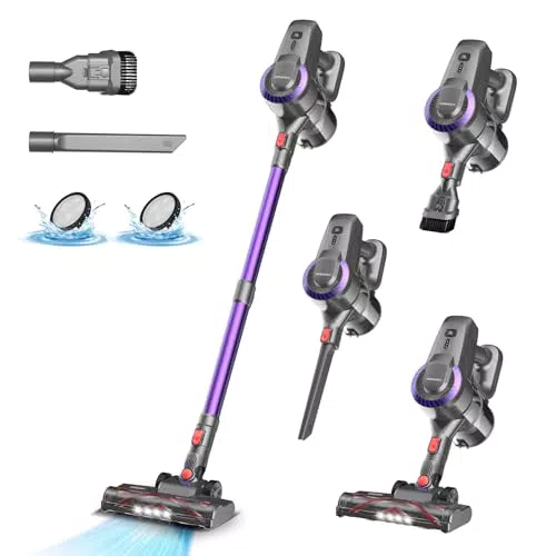 Aspirateur Balai sans Fil N300 - 25KPa, 2 Vitesses, 50Min Autonomie, Léger et Efficace