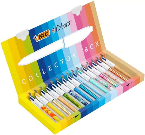 BIC Stylos-Bille 4 Couleurs - Pointe Moyenne et Pointe Large