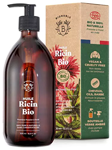 Bionoble Huile de Ricin Bio - 100% Pure et Naturelle pour Cheveux et Barbe