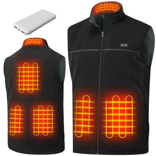 Gilet chauffant électrique 12000mAh pour homme et femme avec 6 zones de chaleur