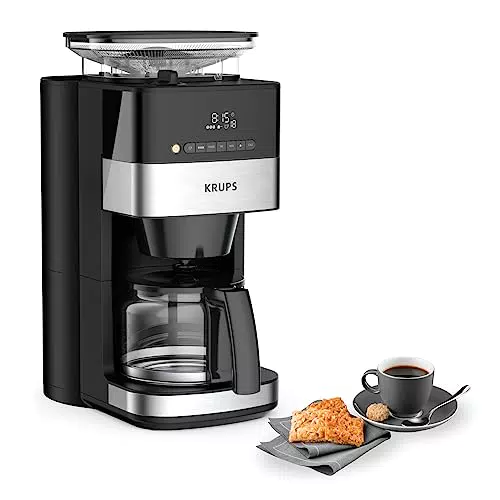 Krups KM832810 Cafetière filtre programmable avec broyeur à grains intégré