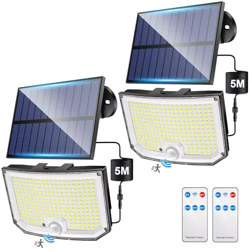 Lampe Solaire Extérieure avec Détecteur de Mouvement, 3 Modes et Télécommande