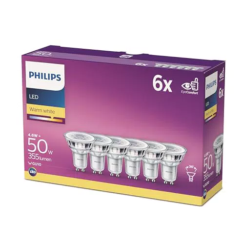 Philips ampoule LED Spot GU10 50W Blanc Chaud, Verre