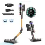 PRETTYCARE Aspirateur Balai sans Fil 560W, 45KPA, Autonomie 60 Min, Brosse LED