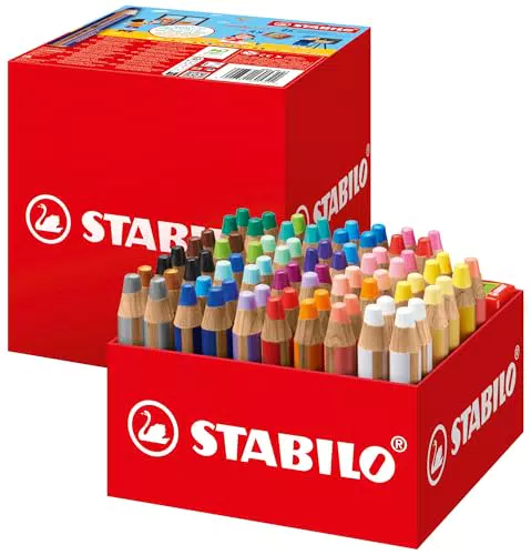 STABILO Crayons de couleur Woody 3 en 1 - Pack scolaire maxi pour surfaces variées