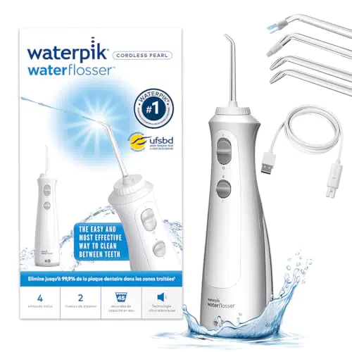 Waterpik Hydropulseur Dentaire Sans Fil Rechargeable, Portable et Efficace (WF-13)