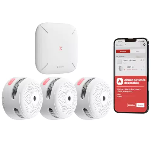 X-Sense Détecteur de Fumée Connecté avec Station de Base SBS50, Norme EN14604
