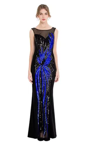 Angel Fashions Robe de Soirée Pailletée Épissage pour Femme