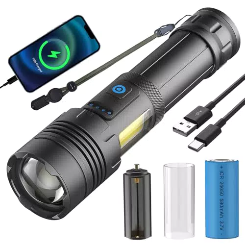 DARKFANG Lampe de Poche Tactique EDC Rechargeable 2000 Lumens pour Camping et Randonnée