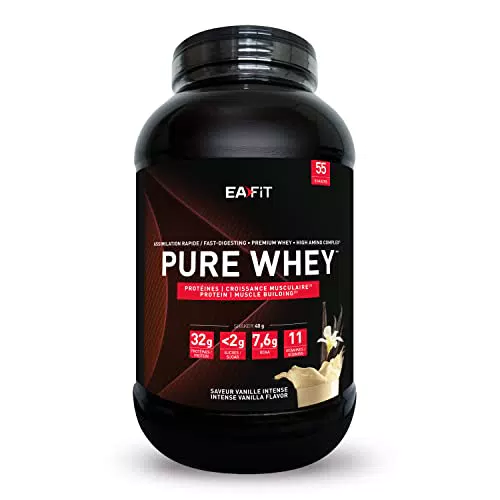EAFIT Pure Whey - Protéine pour Prise de Muscle et Fitness - 32g Protéines, 7,6g BCAA