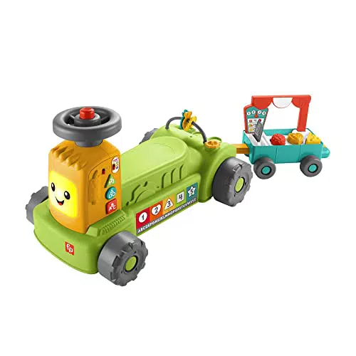 Fisher-Price Tracteur de la Ferme 4 en 1 avec Remorque - Jouet d'Éveil 9 mois à 3 ans