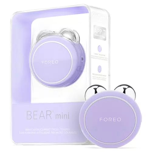FOREO BEAR mini Appareil de lifting ciblé par Micro-courants - Masse le visage Sculpte la mâchoire - Lifting visage non invasif et visible - Lavender