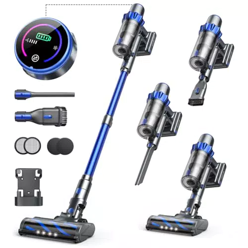 INTETURE Aspirateur Balai Sans Fil 450W, Écran Tactile, Silencieux et Puissant