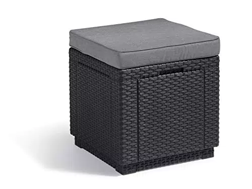 Keter Allibert Tabouret Cube avec Espace de Rangement et Couvercle Amovible