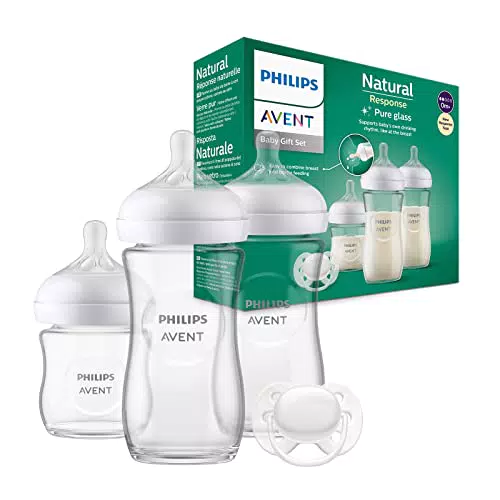 Kit biberons en verre Philips Avent pour nouveau-né, sucette ultra-douce 0-6 mois, sans BPA - Modèle SCD878/11