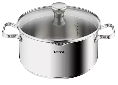 Tefal Duetto A7054265 Faitout Induction en Acier Inoxydable avec Couvercle Filtrant