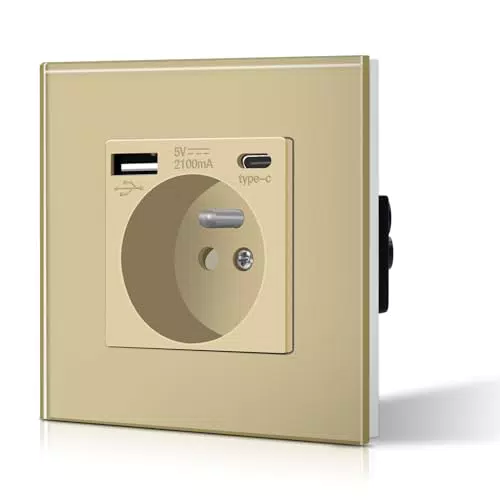 Prise Murale BSEED 2 Gang Verre Trempé 16A 240V Norme Française