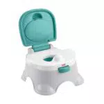 Fisher-Price Pot 3-en-1 gris et vert, transformable en réducteur pour toilettes et marchepied pour apprendre la propreté à bébé et aux tout-petits