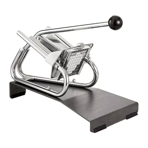 LOUIS TELLIER - Coupe-Frites Professionnel - Couteau 10 x 10 mm et Poussoir Inclus - Inox et Acier Chromé Socle Époxy - Fabriqué en France - Aucune Fixation Nécessaire - 44 x 25 x 33