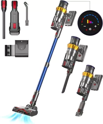 Lutranstra Akku Staubsauger, 45000Pa/550W/70Mins Staubsauger Kabellos mit Smart Display