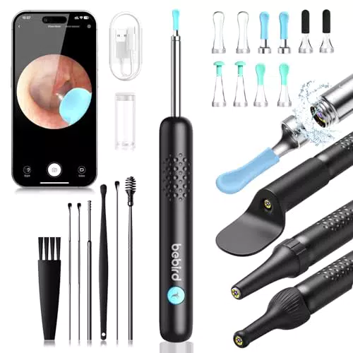 VLIKE Otoscope Oreille, 1080P HD Kit Camera Oreille d'élimination du cérumen avec 6 lumières LED