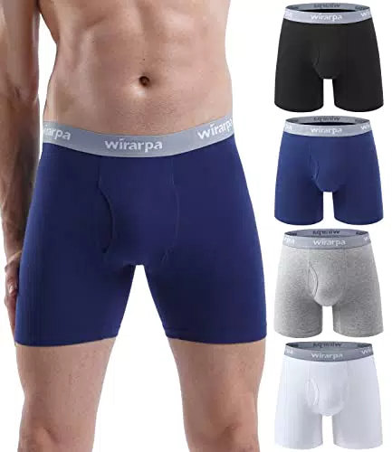 WIRARPA Boxer Homme Coton Élastique Confortable Braguette Ouverte