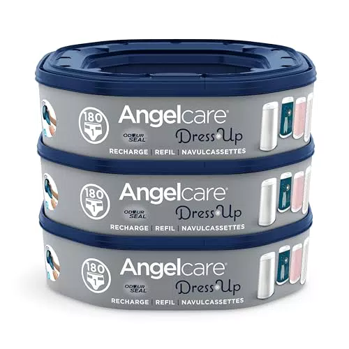 Angelcare - 3 Recharges Poubelle à Couches Octogonale Anti Odeur - Dress Up - Fabriqué en France