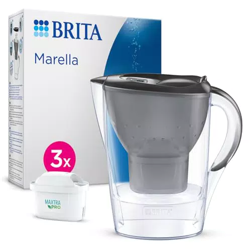 BRITA Carafe Filtrante Marella - 3 Cartouches MAXTRA PRO, Réduction de PFAS et Chlore