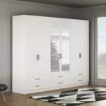 Forte ASUMPTA Armoire 6 Portes avec Miroir, Style Moderne