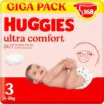 Couches bébé HUGGIES Ultra Comfort Taille 4 - 3 paquets - Ceinture ultra douce - Absorption rapide - Sans parfum