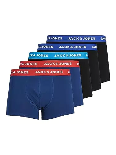JACK & JONES JacLee Trunks 5 Pack Boxer, Bleu, X-Large Homme