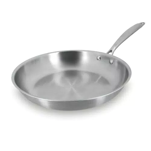Menastyl Poêle Triply 28 cm en inox, Fabriquée en France, Compatible induction
