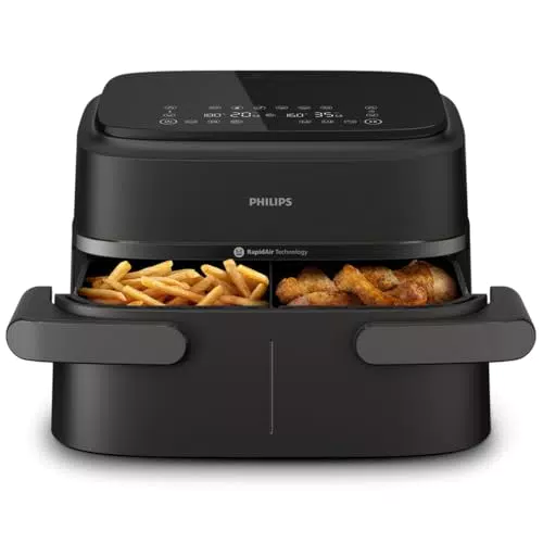 Philips Air Fryer NA154/00 - Friteuse à Air avec Séparateur Amovible, 10 Modes de Cuisson