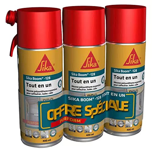 SIKA Boom 128 - Mousse PU expansive pour isolation et calfeutrage multi-supports